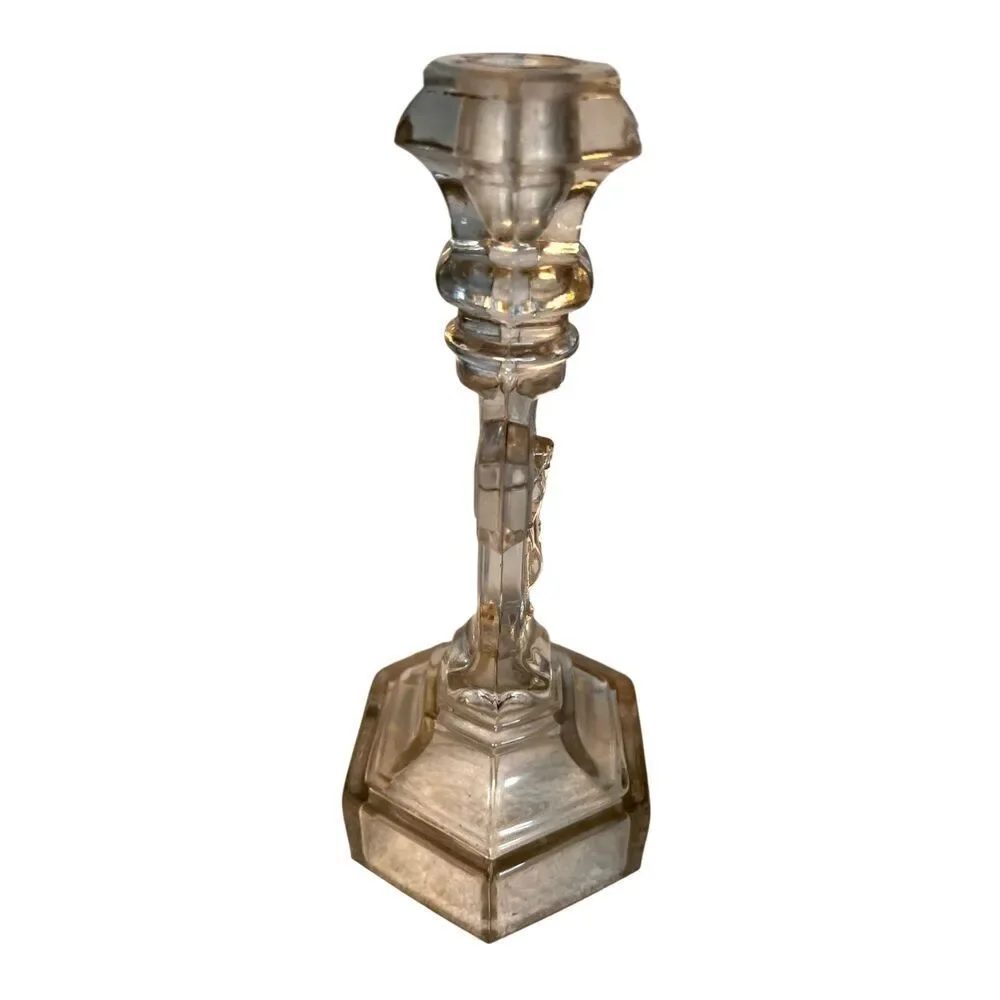 Glass Crucifix Candleholder Religious Jesus On The Cross Inri Cruxification